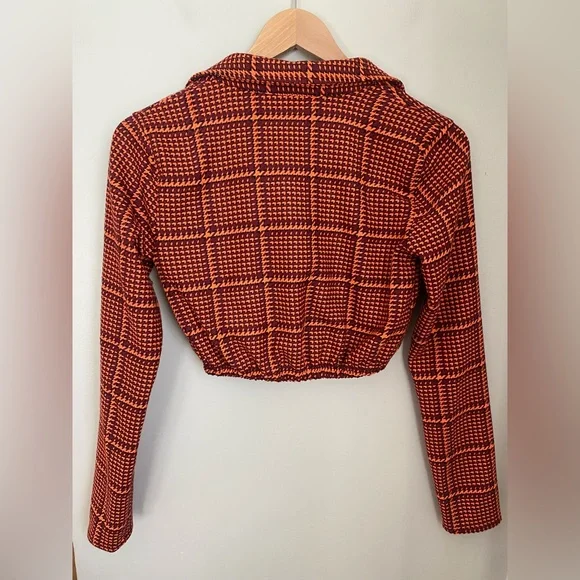 Zara Cropped Houndstooth Button-Front Top - XS - Picture 7 of 9